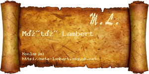 Máté Lambert névjegykártya